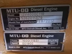 MTU12V4000C11R 1600KW 1900RPM ENGINE